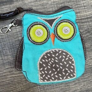 Thirty-One Fabric Owl Coin Purse Button Eye